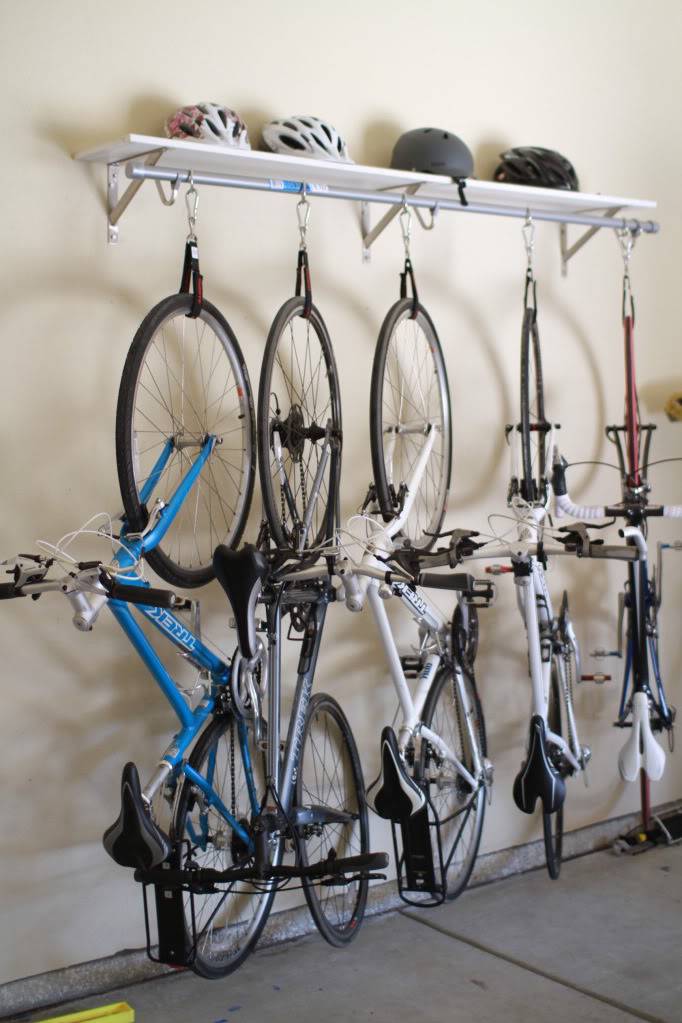 30+ Creative Ways to Organize Your Garage --> Build a bike rack to save space