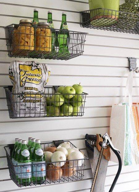 30+ Creative Ways to Organize Your Garage --> Wire basket storage