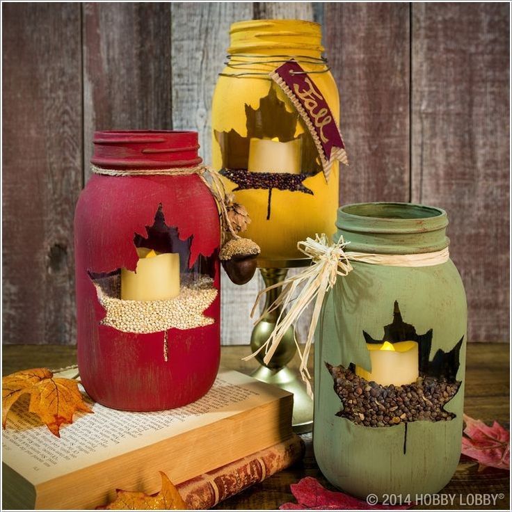 40+ Creative DIY Holiday Candles Projects --> Maple Leaf Mason Jar Luminary