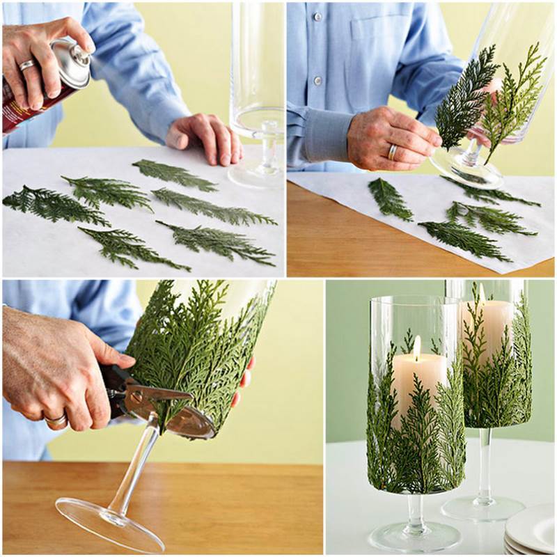 40+ Creative DIY Holiday Candles Projects --> Evergreen Candle Holder