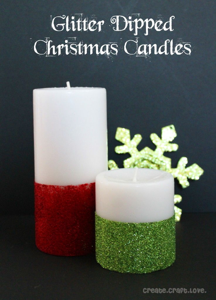 40+ Creative DIY Holiday Candles Projects --> Glitter Dipped Christmas Candles