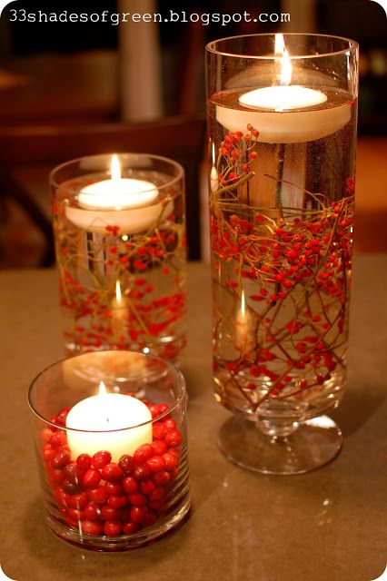 40+ Creative DIY Holiday Candles Projects --> Easy Handmade Holiday Centerpiece Idea with Berries and Branches