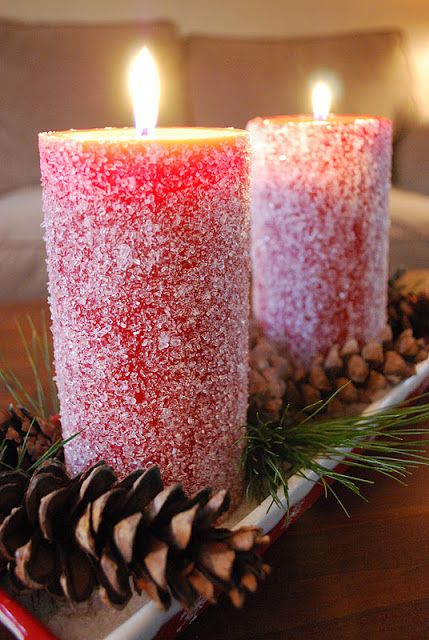 40+ Creative DIY Holiday Candles Projects --> Snow Candles