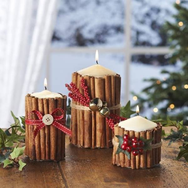 40+ Creative DIY Holiday Candles Projects --> Cinnamon Stick Candles