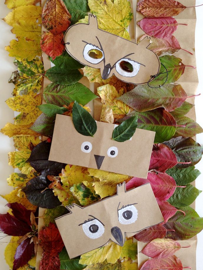 40+ Creative DIY Craft Projects with Fall Leaves --> DIY Leaf Crowns and Animal Masks