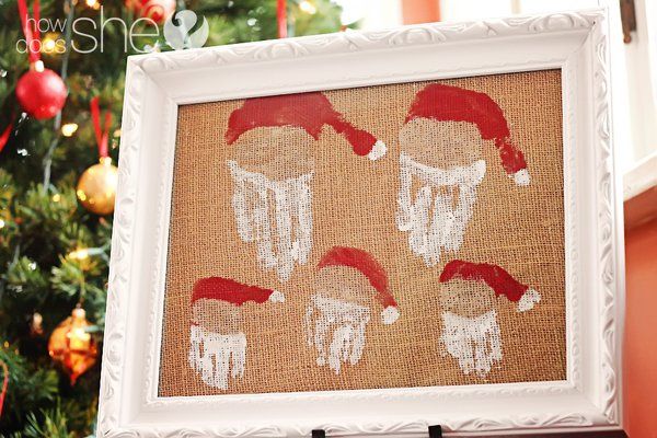40+ Creative Handprint and Footprint Crafts for Christmas --> A Family of Hand Print Santas