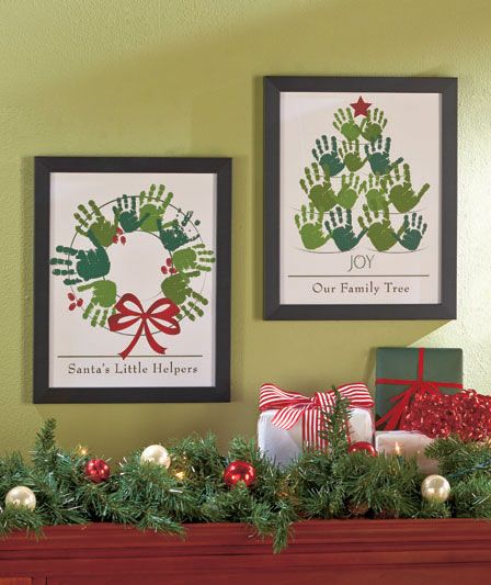 40+ Creative Handprint and Footprint Crafts for Christmas --> Holiday Handprint Wall Art