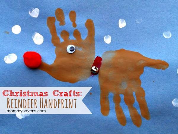 40+ Creative Handprint and Footprint Crafts for Christmas --> Christmas Handprint Reindeer