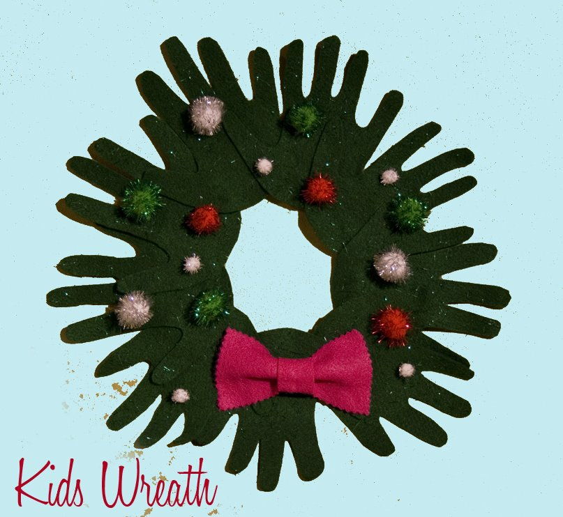 40+ Creative Handprint and Footprint Crafts for Christmas --> Kids Holiday Wreath