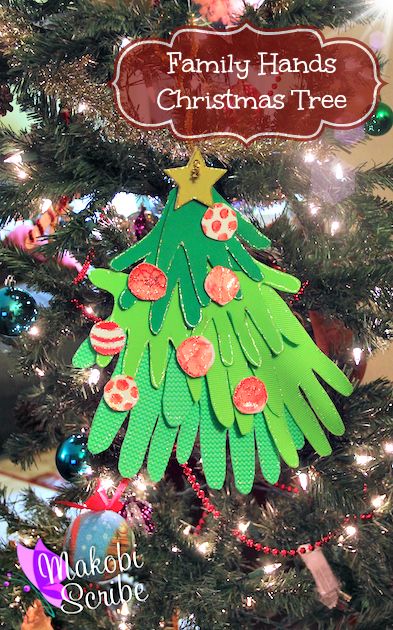 40+ Creative Handprint and Footprint Crafts for Christmas --> Family Handprint Christmas Tree 