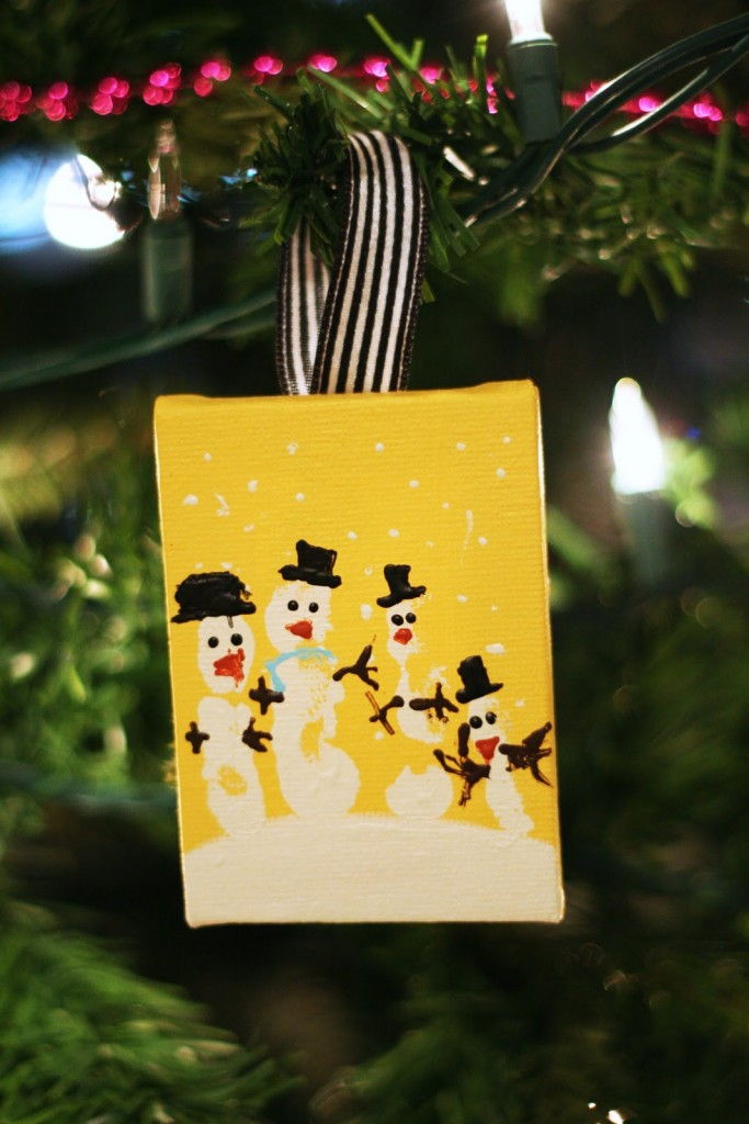 40+ Creative Handprint and Footprint Crafts for Christmas --> Handprint Snowman Ornaments