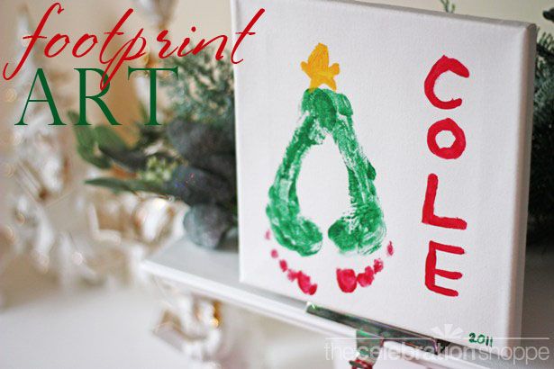 40+ Creative Handprint and Footprint Crafts for Christmas --> Christmas Tree Footprint Art
