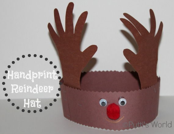 40+ Creative Handprint and Footprint Crafts for Christmas --> Handprint Reindeer Hat