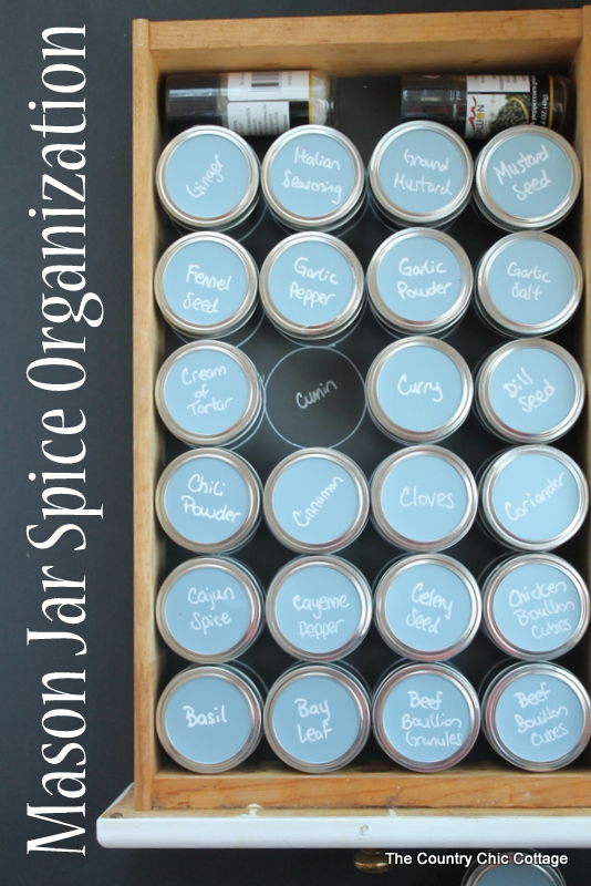 40+ Organization and Storage Hacks for Small Kitchens --> Organize spices in mason jars