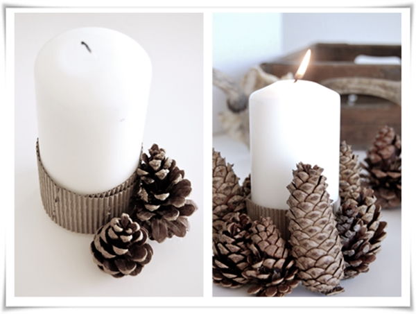 40+ Creative Pinecone Crafts for Your Holiday Decorations --> Pinecone Candle Holder