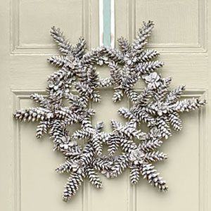 40+ Creative Pinecone Crafts for Your Holiday Decorations --> Snowy Pinecone Wreath