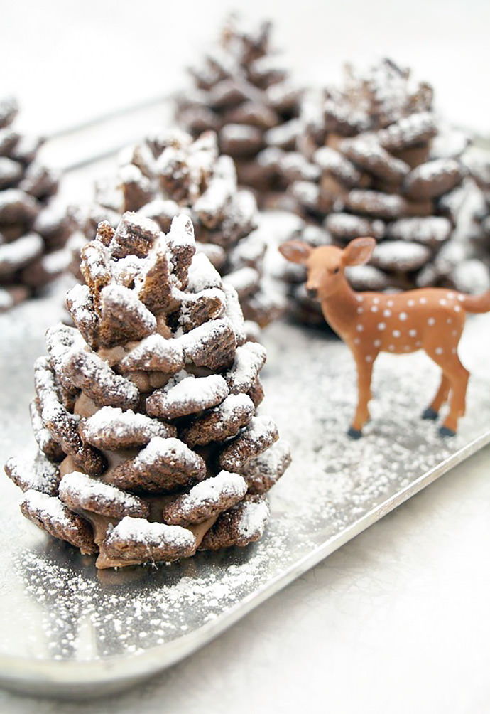 40+ Creative Pinecone Crafts for Your Holiday Decorations --> Quick and Easy Snowy Chocolate Pinecones