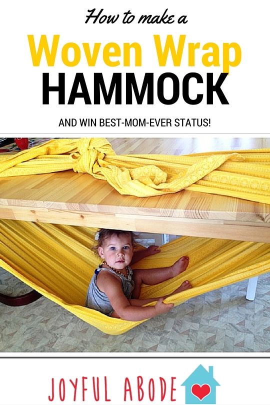 30+ Brilliant Mom Hacks That Will Make Your Life Easier --> Make a woven wrap hammock under a table for your kid to play and relax.