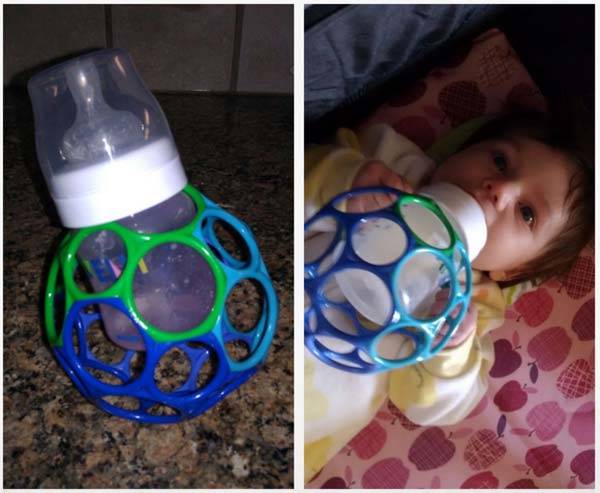 30+ Brilliant Mom Hacks That Will Make Your Life Easier --> DIY bottle holder to let babies feed themselves.