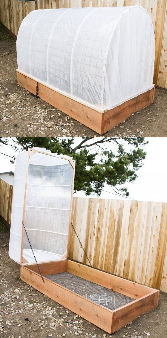 30+ Creative DIY Raised Garden Bed Ideas And Projects --> DIY raised garden bed with removablea greenhouse covering