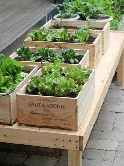 30+ Creative DIY Raised Garden Bed Ideas And Projects --> Turn Wine Box into Balcony-Sized Raised Bed Garden