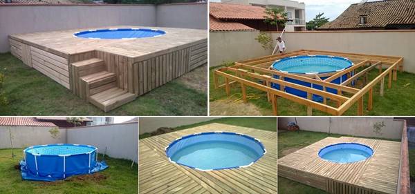 Creative Ideas - DIY Above Ground Swimming Pool With Pallet Deck