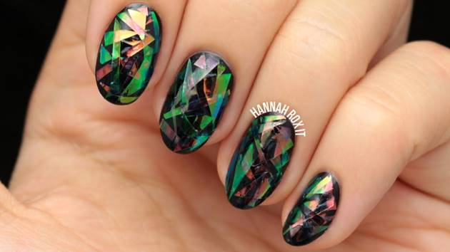 Creative Ideas - DIY Shattered Glass Nail Art