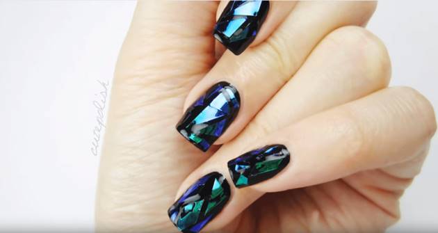 Creative Ideas - DIY Shattered Glass Nail Art