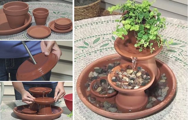 40+ Creative DIY Water Features For Your Garden --> DIY Table Top Terra Cotta Fountain
