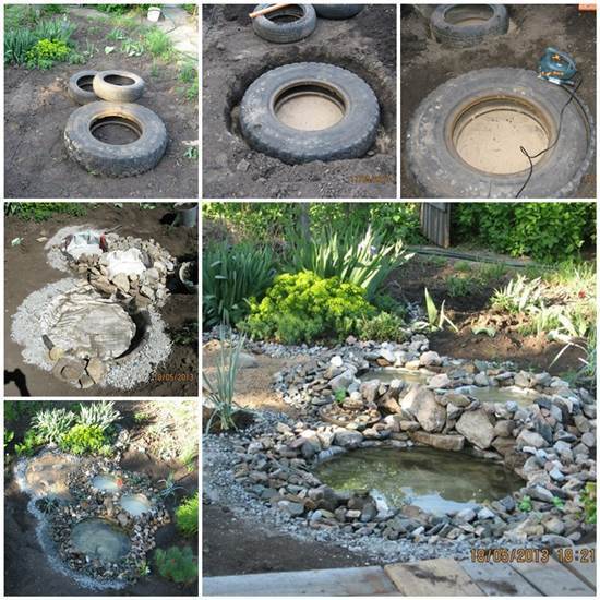 40+ Creative DIY Water Features For Your Garden --> DIY Garden Ponds from Old Tires