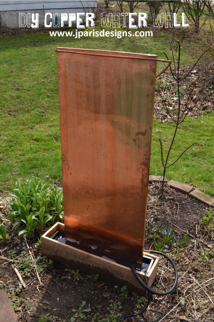 40+ Creative DIY Water Features For Your Garden --> DIY Outdoor Copper Water Wall