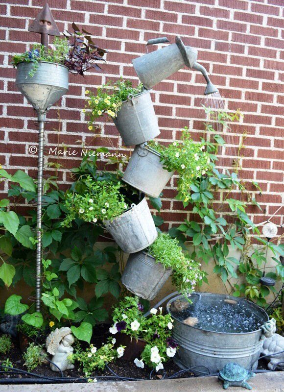 40+ Creative DIY Water Features For Your Garden --> How to Make a Unique Solar Fountain in a Small Space