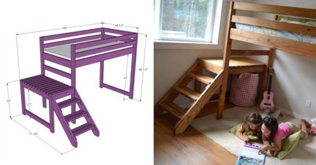 Creative Ideas - DIY Camp Loft Bed with Stairs