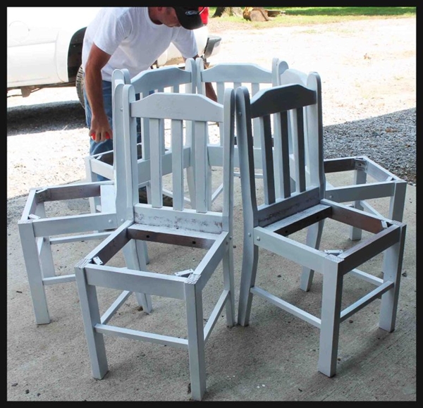 Creative Ideas - How to Build a Bench Around a Tree Using Old Kitchen Chairs 2