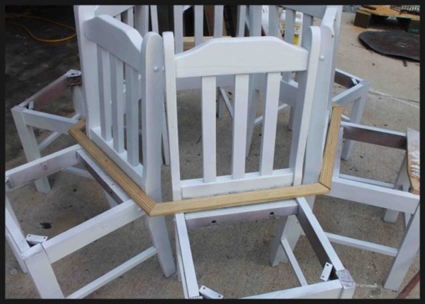Creative Ideas - How to Build a Bench Around a Tree Using Old Kitchen Chairs 3
