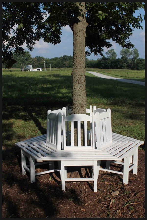 Creative Ideas - How to Build a Bench Around a Tree Using Old Kitchen Chairs 5