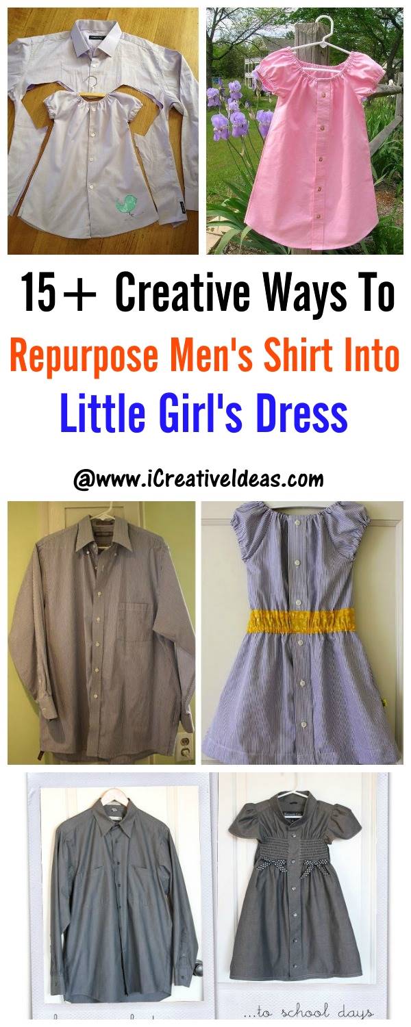 15+ Creative Ways To Repurpose Men's Shirt Into Little Girl's Dress