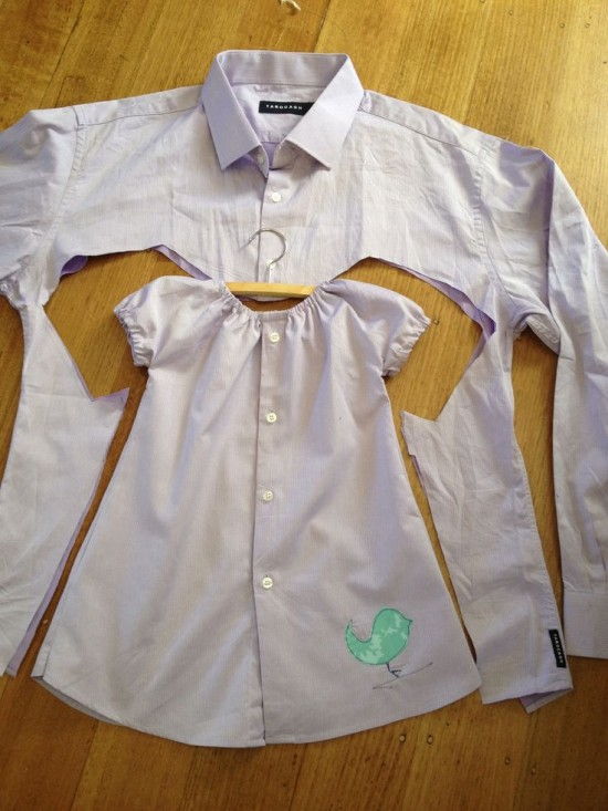 15+ Creative Ways To Repurpose Men's Shirt Into Little Girl's Dress -- Upcycled Men's Shirt to Toddler Dress