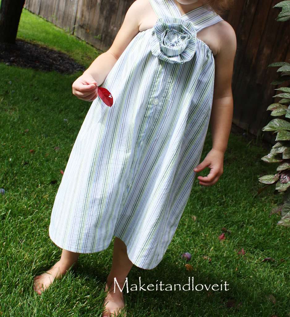 15+ Creative Ways To Repurpose Men's Shirt Into Little Girl's Dress -- Simple Dress Repurposed From Men’s Button-Up Shirt