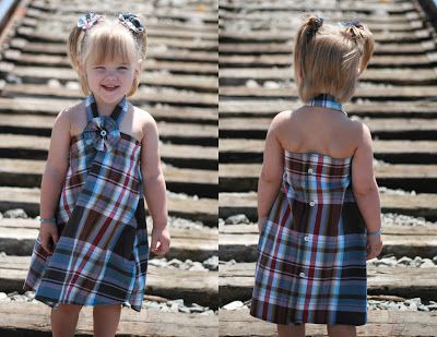 15+ Creative Ways To Repurpose Men's Shirt Into Little Girl's Dress -- Men's Shirt into Toddler Dress