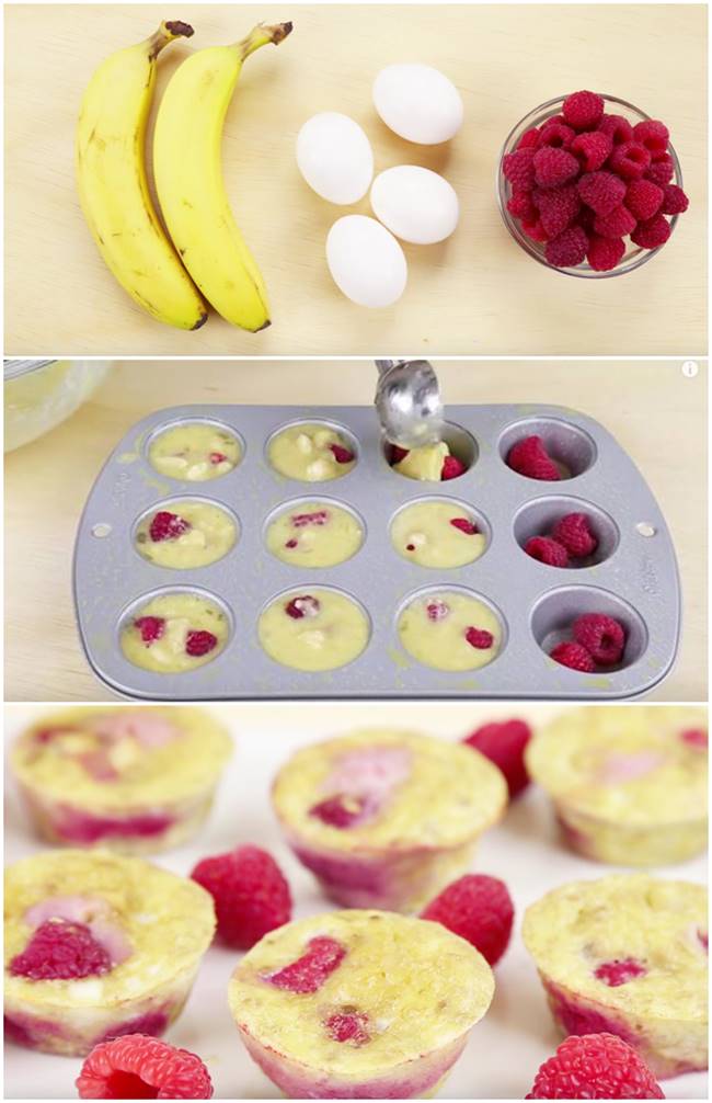 DIY 3 Ingredient Flourless Banana Berry Muffins