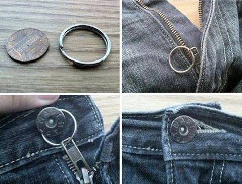 Keep your loose zipper up with a key chain ring