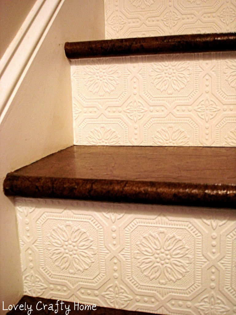 DIY Textured Wallpaper on Stairway
