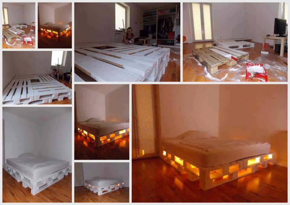 DIY Glowing Bed from Wooden Pallets