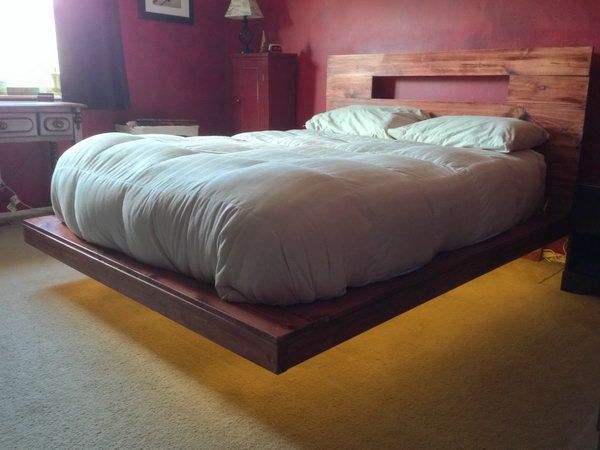 DIY Lighted Floating Bed