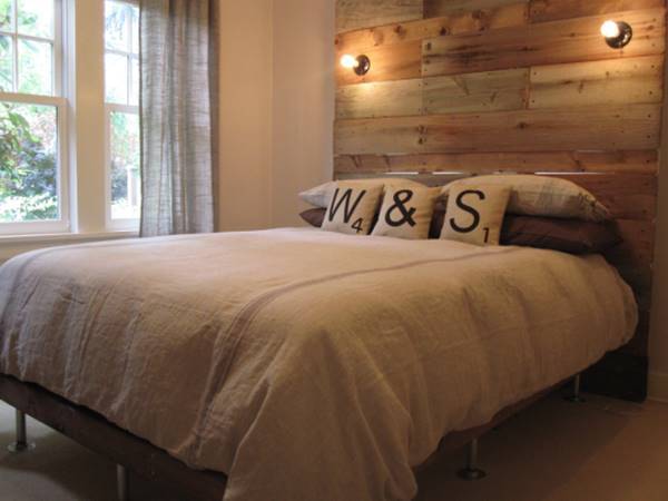 DIY Wooden Bed Frame with Wooden Headboard