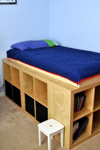 DIY Storage Bed Using IKEA Expedit Shelving Units