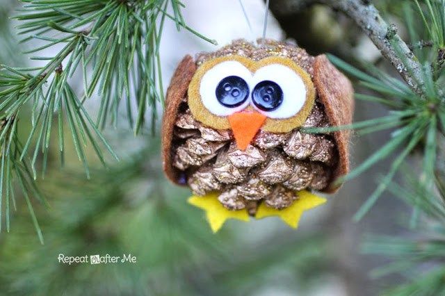 DIY Pinecone Owl Ornament