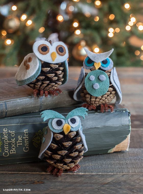 Felt and Pinecone Owl Ornaments