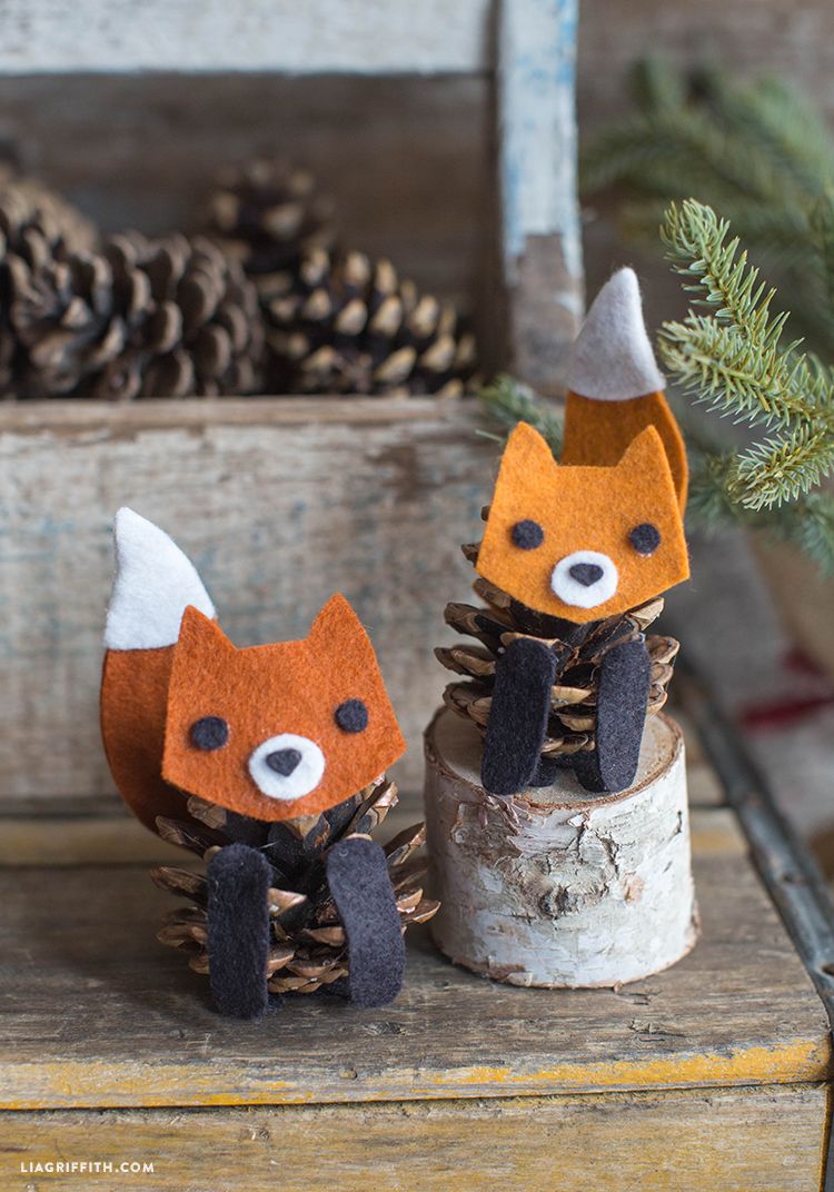 Felt and Pinecone Fox Ornaments